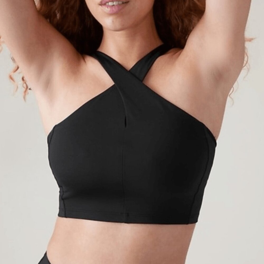NWT Athleta Crossed Bikini Top in Black A-C